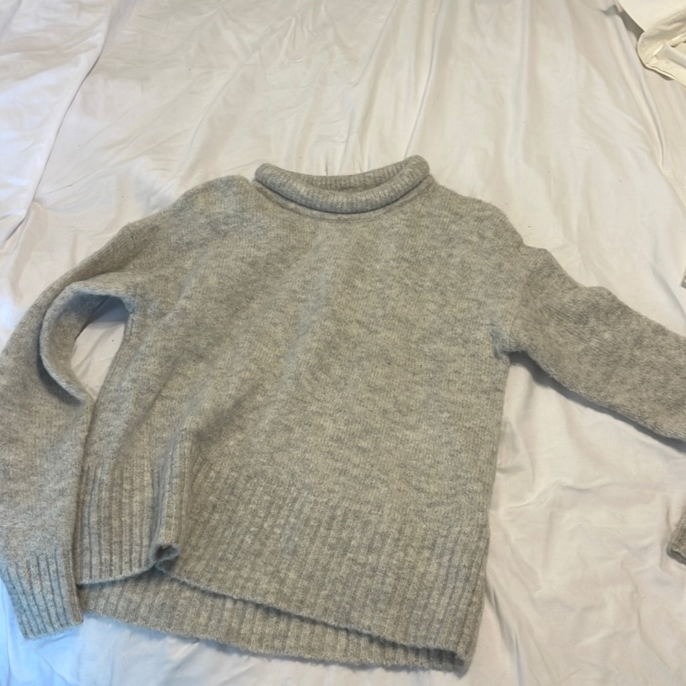 Madewell gray sweater with rolled neckline